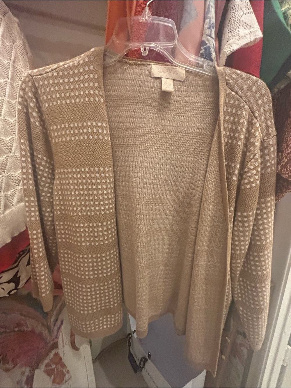 Love Open-Front Tan & Cream Patterned Women’s Cardigan